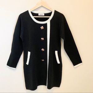 Black/White Pullover Sweater Cashmere Gold tone